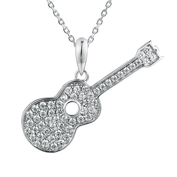 Pavé Ukulele Pendant Pendant Island by Koa Nani White Gold 