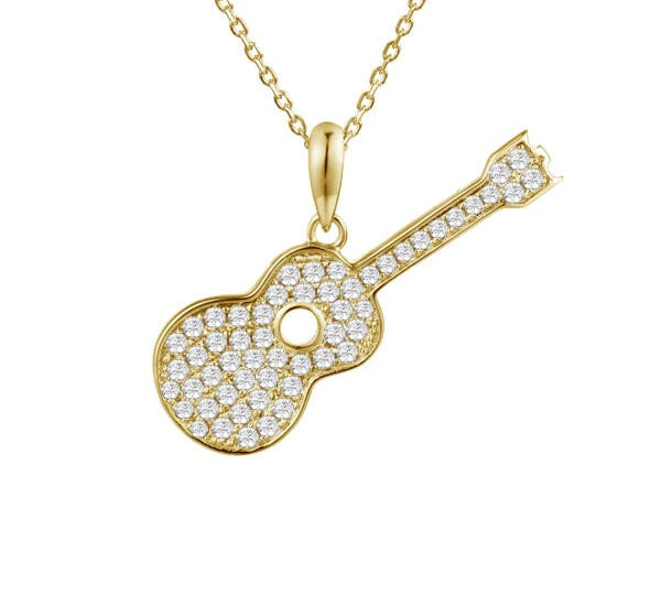 Pavé Ukulele Pendant Pendant Island by Koa Nani Yellow Gold 