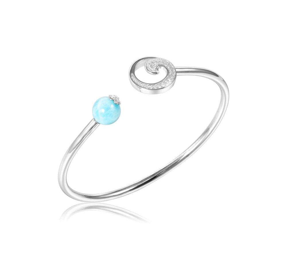 Pavé Wave Bangle with Larimar Bead Bangle Island by Koa Nani 