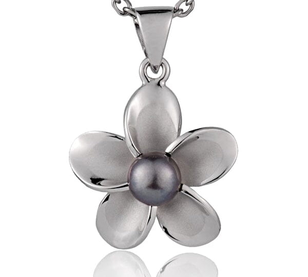 Pearl Pua Plumeria Pendant Pendant Island by Koa Nani Black Small (20mm) 