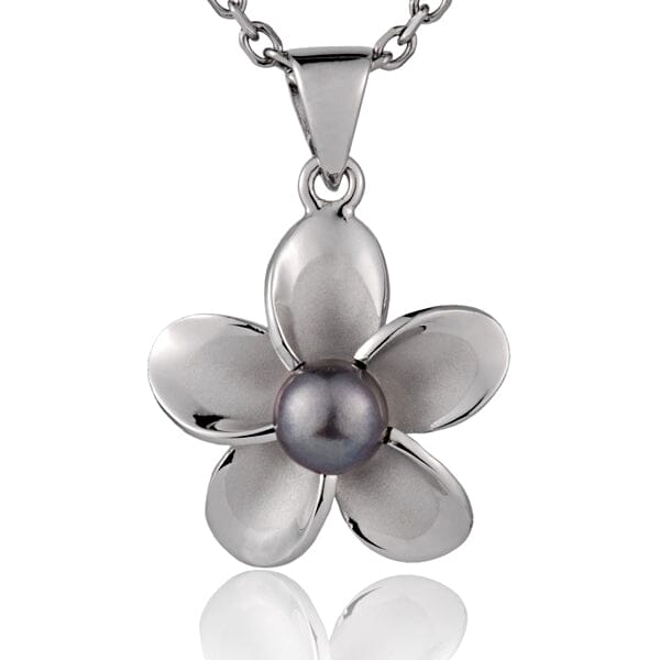 Pearl Pua Plumeria Pendant Pendant Island by Koa Nani Black Small (20mm) 