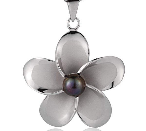 Pearl Pua Plumeria Pendant Pendant Island by Koa Nani Black Large (43mm) 