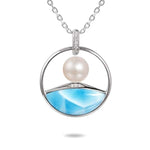 Pearl Top of the World Pendant with Larimar Pendant Island by Koa Nani Freshwater Pearl 