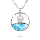 Pearl Top of the World Pendant with Larimar Pendant Island by Koa Nani Freshwater Pearl 