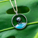 Pearl Top of the World Pendant with Larimar Pendant Island by Koa Nani Tahitian Pearl 