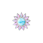 Pink Opal Sunflower Brooch with Larimar Brooch Island by Koa Nani 