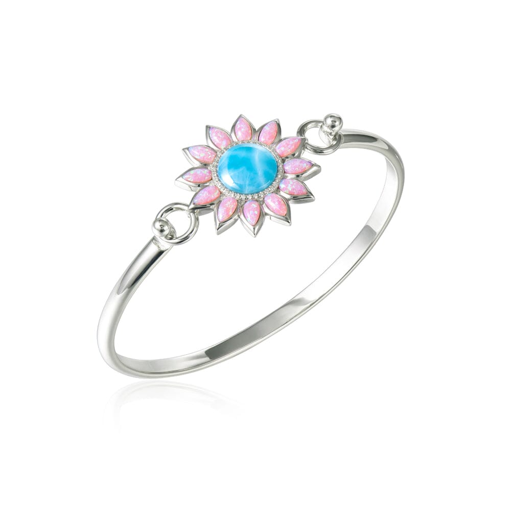 Pink Opal Sunflower Converta Bangle with Larimar Bangle Island by Koa Nani 