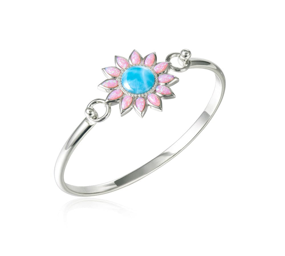 Pink Opal Sunflower Converta Bangle with Larimar Bangle Island by Koa Nani 