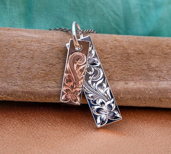 Plumeria Double Bar Pendant Pendant Island by Koa Nani Silver & Rose Gold 