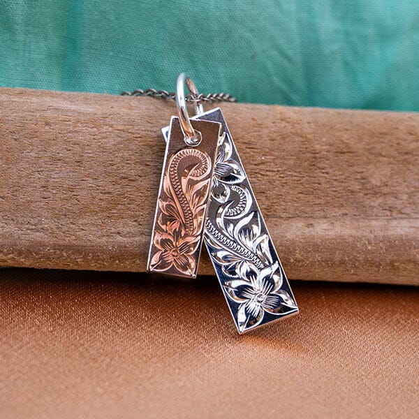 Plumeria Double Bar Pendant Pendant Island by Koa Nani Silver & Rose Gold 