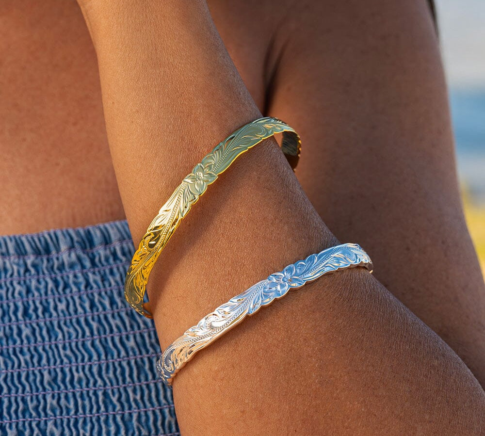 Plumeria Engraved Bangle Bangle Island by Koa Nani 