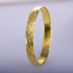 Plumeria Engraved Bangle Bangle Island by Koa Nani Large (10mm) Gold 