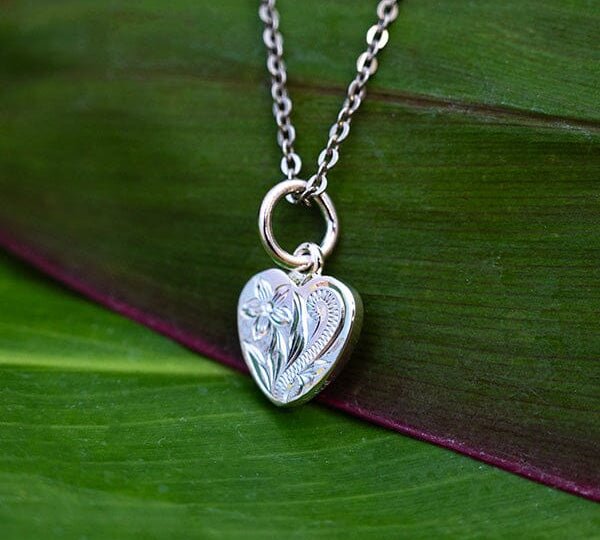 Plumeria Heart Charm Pendant Pendant Island by Koa Nani 