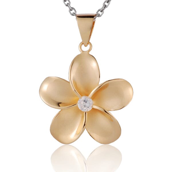 Pua Plumeria Pendant Pendant Island by Koa Nani Yellow Gold Large (45mm) 