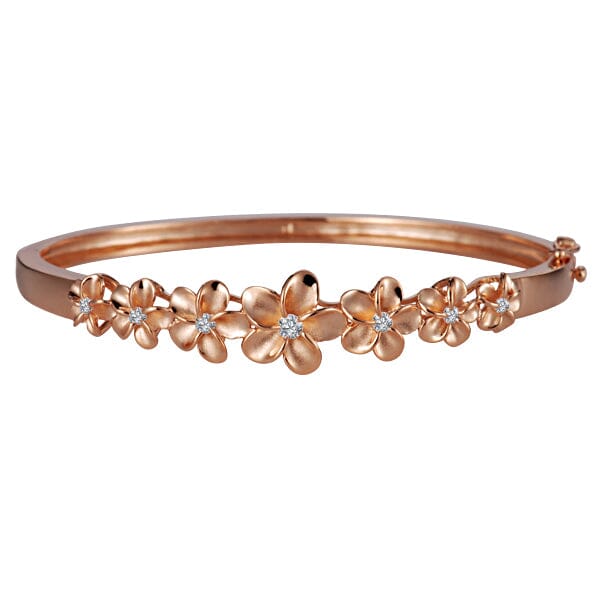 Pua Plumeria Tennis Bangle Bracelet Island by Koa Nani Rose Gold 