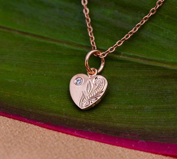 Rose Gold Engraved Heart Pendant Pendant Island by Koa Nani 