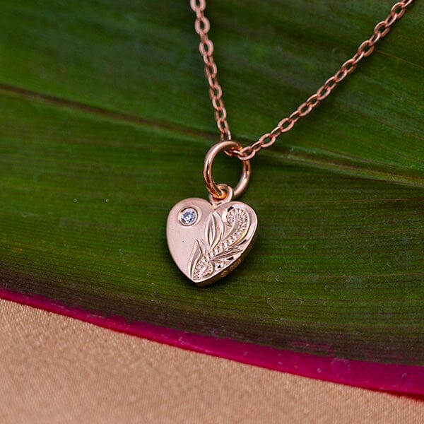 Rose Gold Engraved Heart Pendant Pendant Island by Koa Nani 