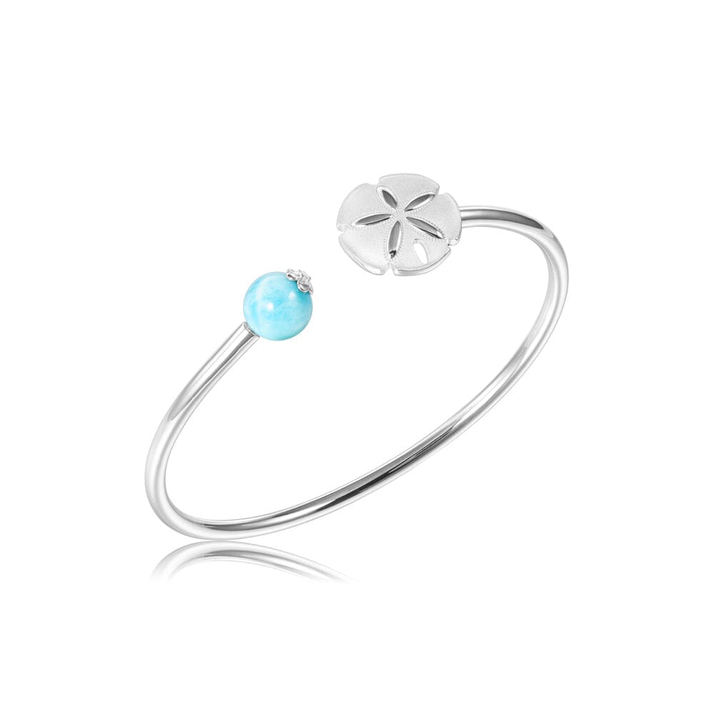 Sand Dollar Bangle with Larimar Bead Bangle Island by Koa Nani 