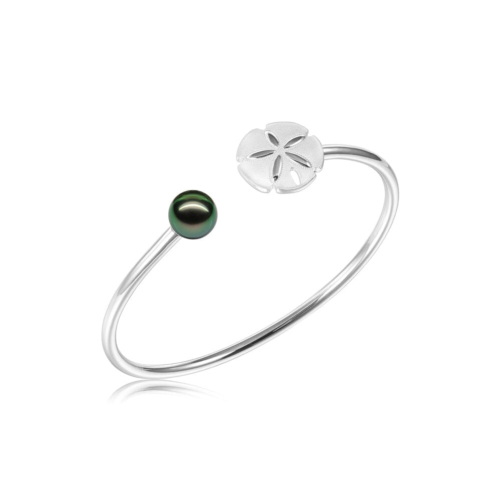 Sand Dollar Bangle with Tahitian Pearl Bangle Island by Koa Nani 