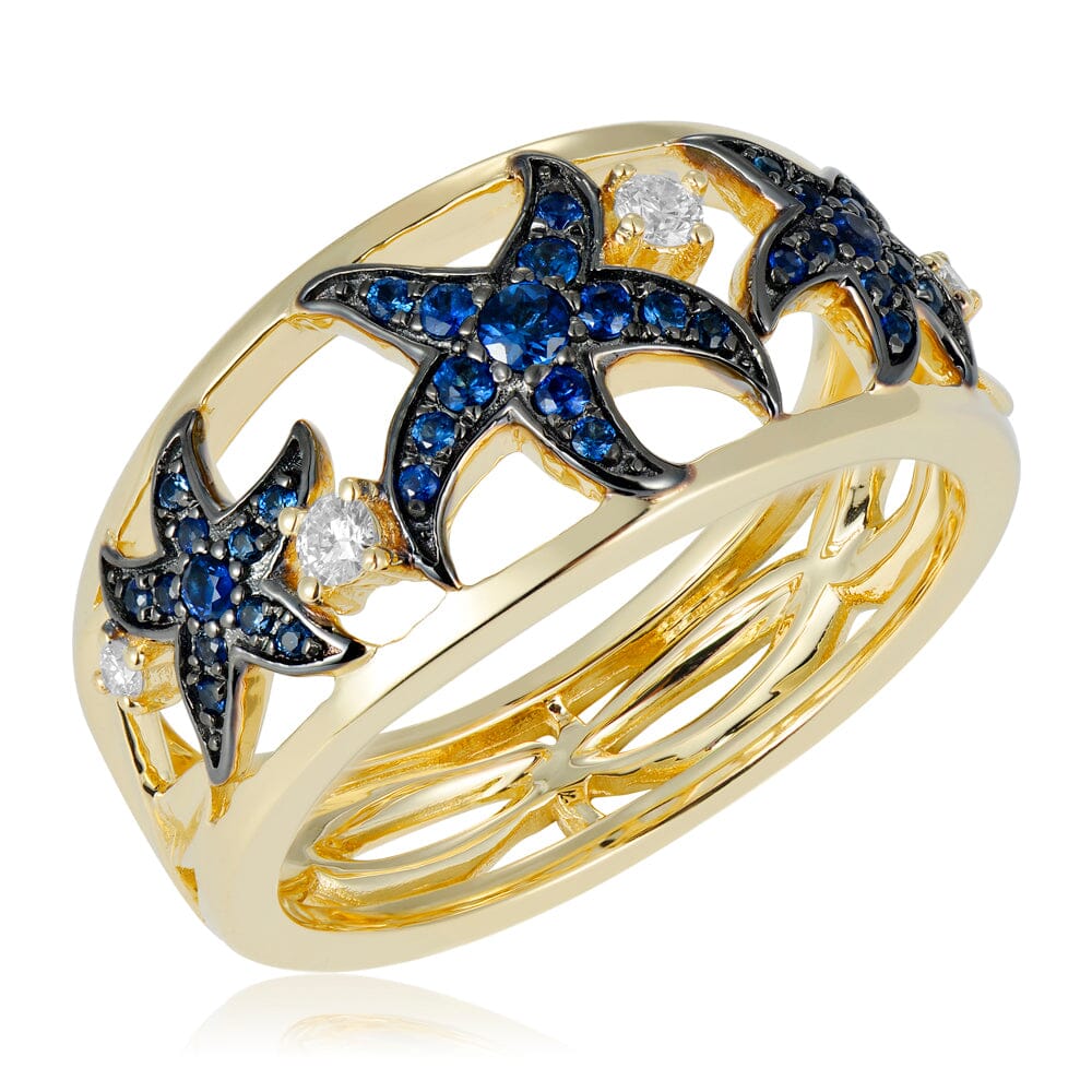 Sapphire Cushion Sea Star Ring Ring Island by Koa Nani 