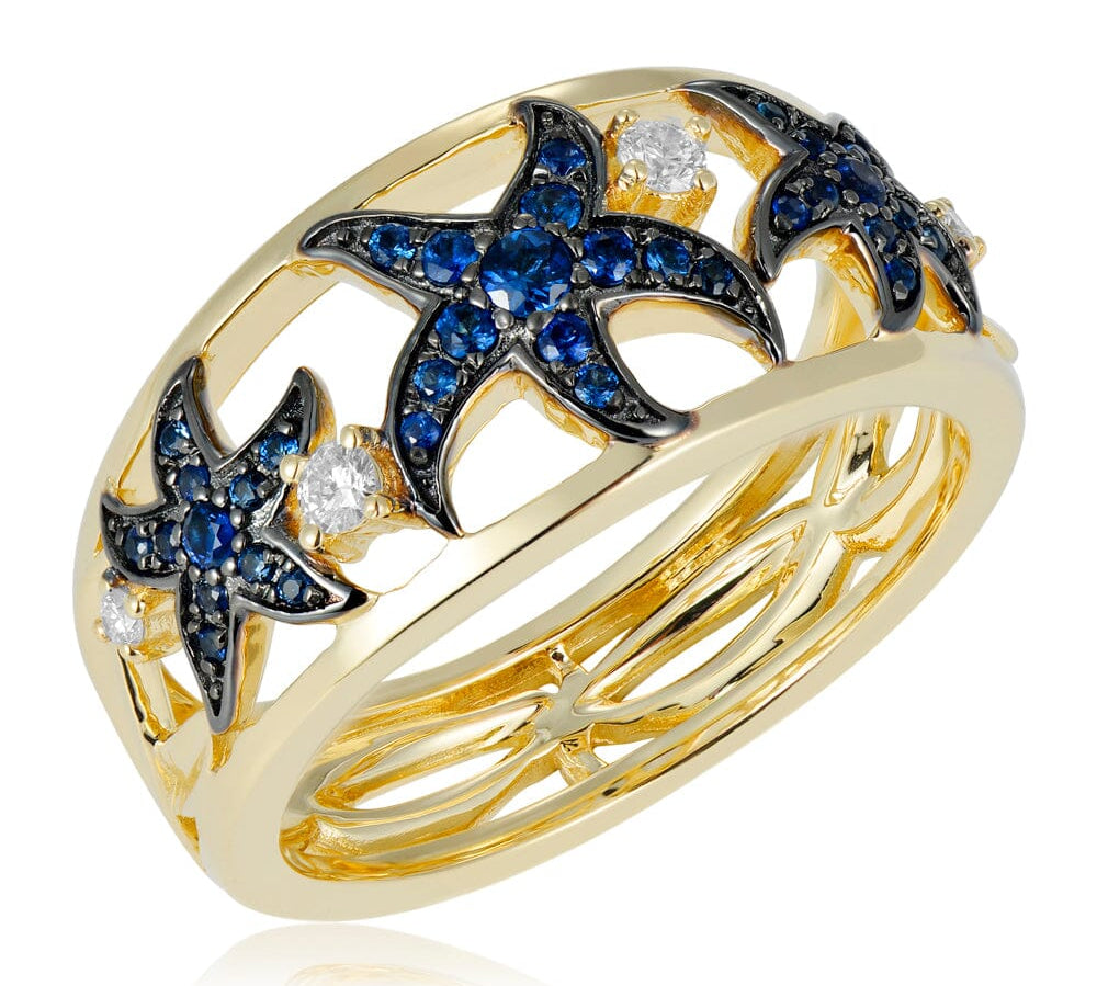 Sapphire Cushion Sea Star Ring Ring Island by Koa Nani 