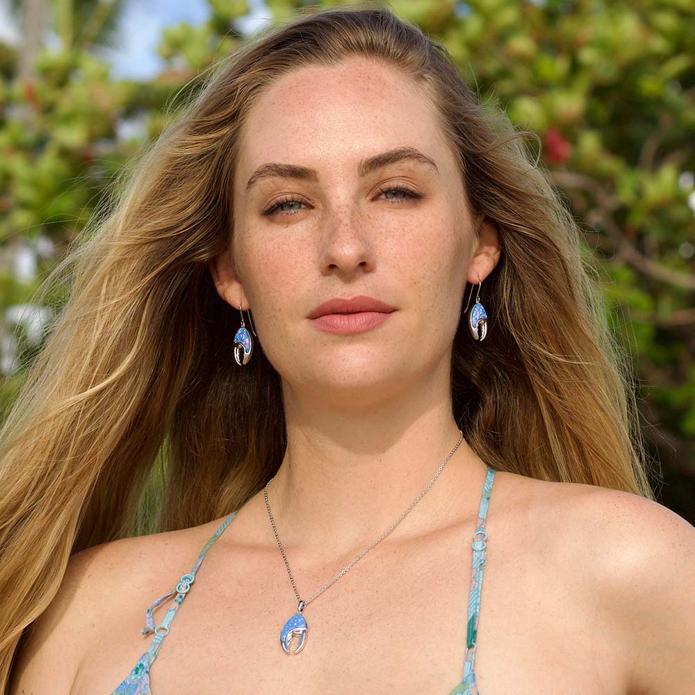 sea life collection shop the look features the opal lobster claw jewelry set of earring and pendant made with sustainable blue opal