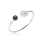 Tahitian Pearl Compass Bangle with Larimar Bangle Island by Koa Nani 