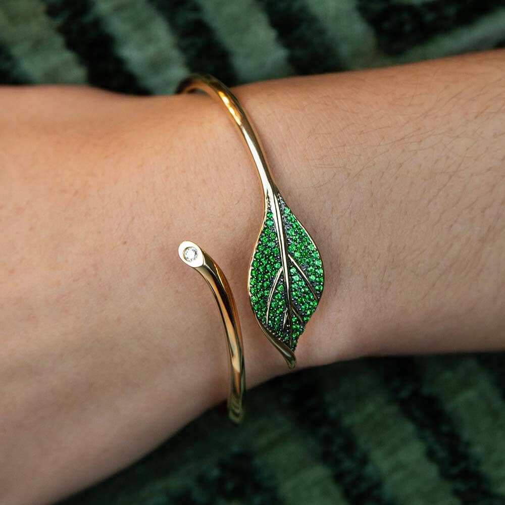 Tsavorite Maile Leaf Bangle Bangle Island by Koa Nani 