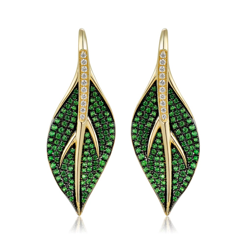 Tsavorite Maile Leaf Earrings Earrings Island by Koa Nani 