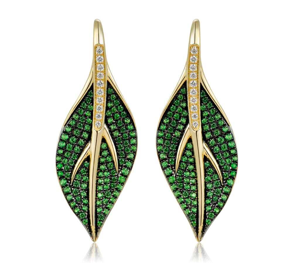 Tsavorite Maile Leaf Earrings Earrings Island by Koa Nani 