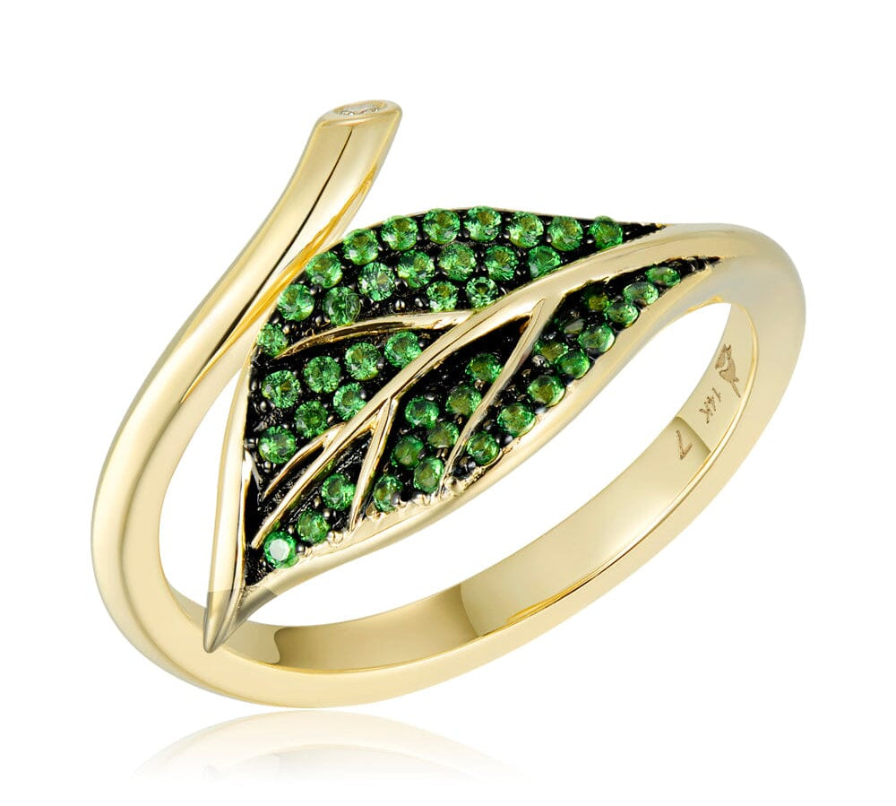 Tsavorite Maile Leaf Ring Ring Island by Koa Nani 