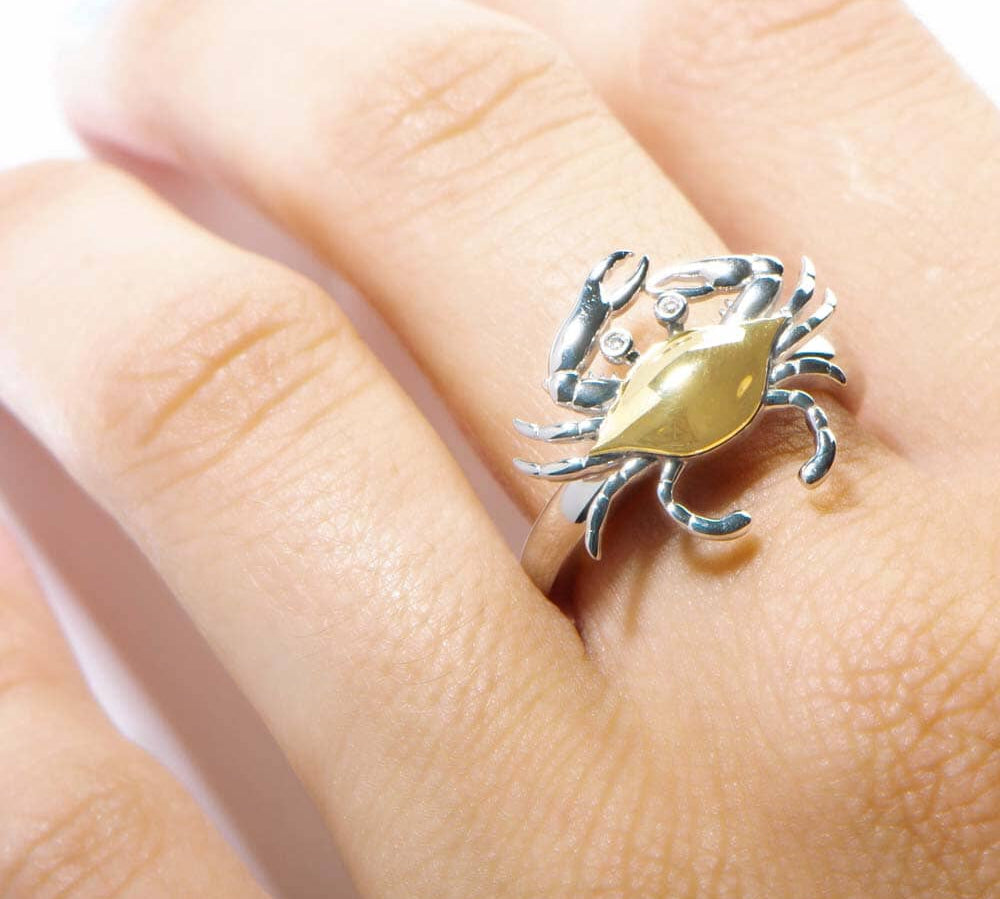 Two-Tone Chesapeake Blue Crab Ring Ring Island by Koa Nani 