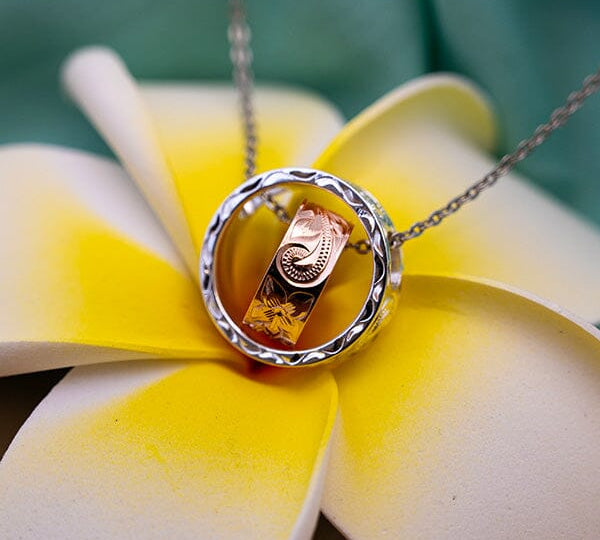 Two-Tone Engraved Infinity Ring Pendant Pendant Island by Koa Nani 