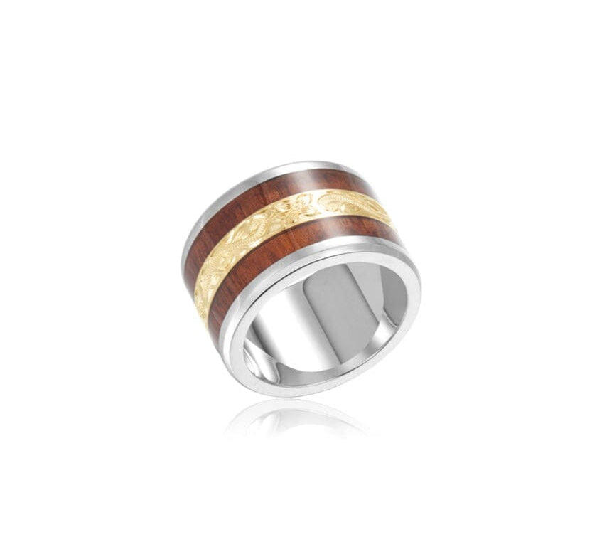 Two-Tone Layers of Aloha Koa Wood Ring Ring Island by Koa Nani 