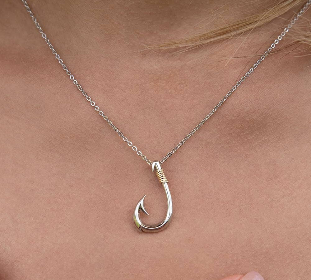 Two-Tone Mana Makau Fishhook Pendant Pendant Island by Koa Nani 