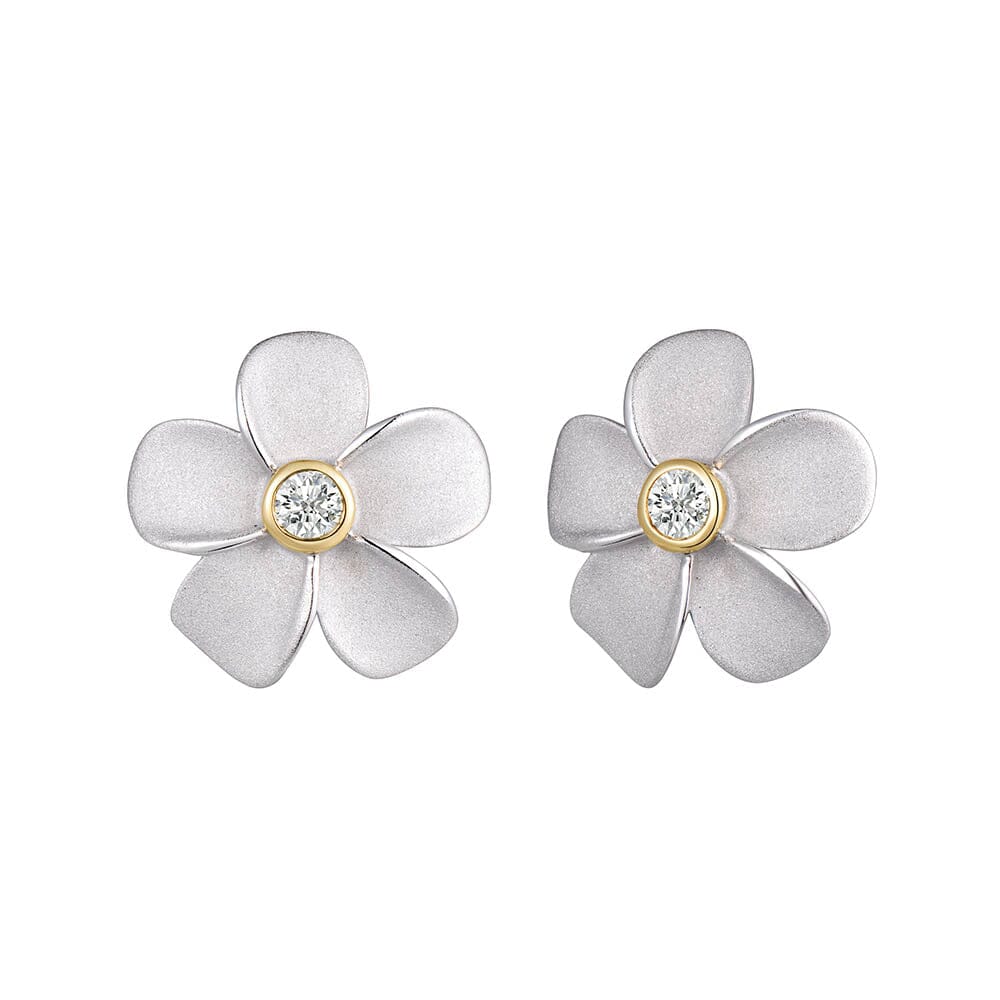 Two-Tone Plumeria Stud Earrings Earrings Island by Koa Nani 