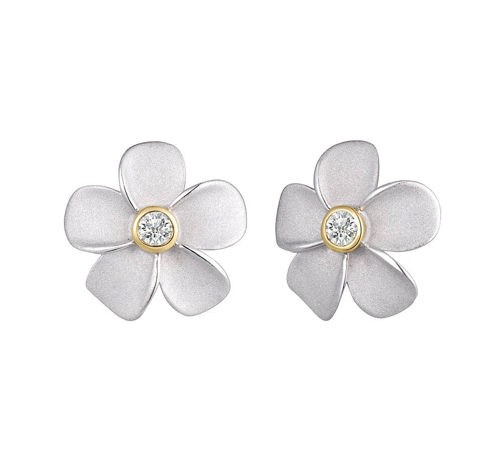 Two-Tone Plumeria Stud Earrings Earrings Island by Koa Nani 