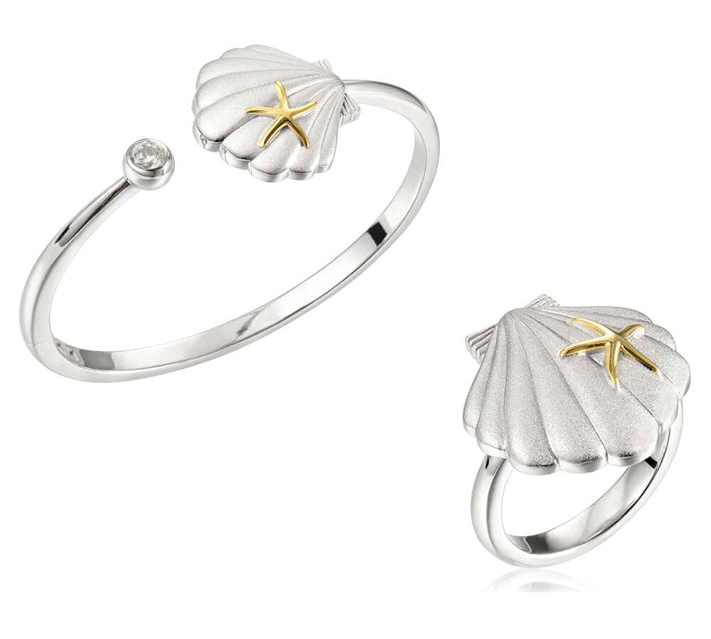 Two-Tone Sea Breeze Shell Bangle & Ring Set Other Island by Koa Nani 