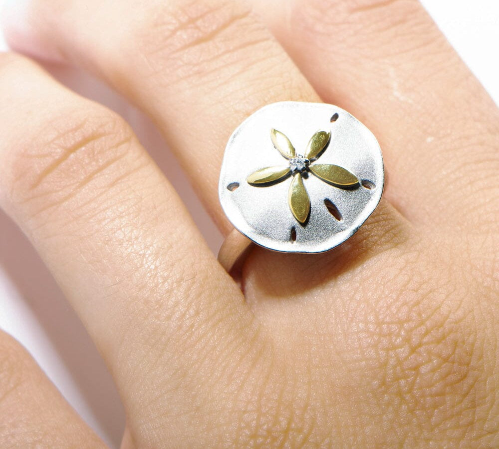 Two-Tone Sunset Sand Dollar Ring Ring Island by Koa Nani 