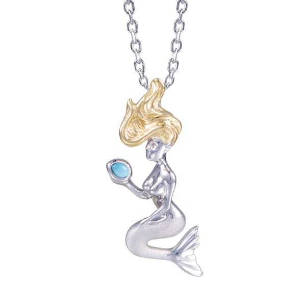 Two-Tone Wishing Mermaid Pendant with Larimar Pendant Island by Koa Nani 