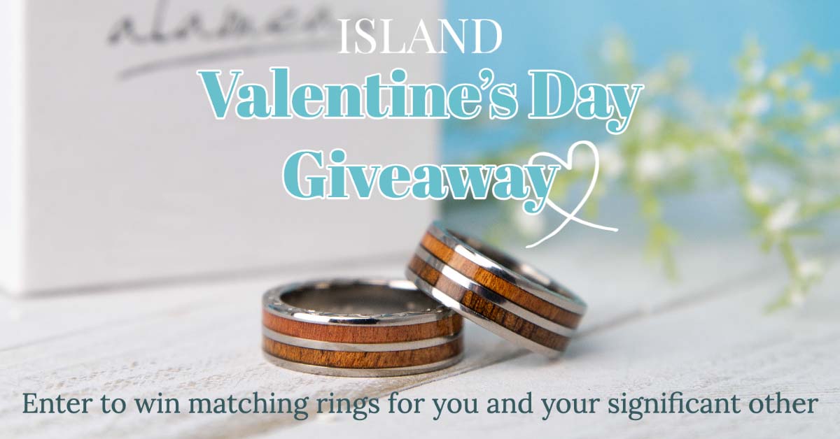 Valentine's Day Giveaway - enter to win matching rings for you and your significant other featuring koa wood rings