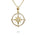 In this photo there is a yellow gold compass pendant with diamonds.