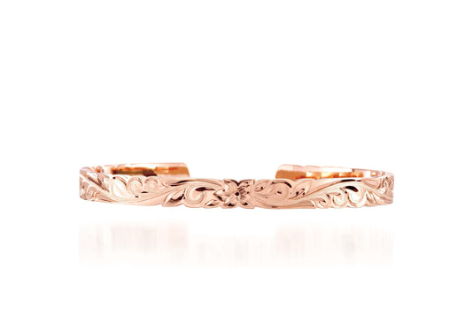 14K rose gold Cut-Out Bangle with Plumeria Engraving