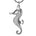 The picture shows a 14K white gold seahorse pendant with diamonds.