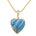 The picture shows a 14K yellow gold larimar striped heart pendant with diamonds.