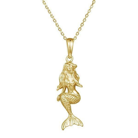 The picture shows a 14K yellow gold mermaid pendant.
