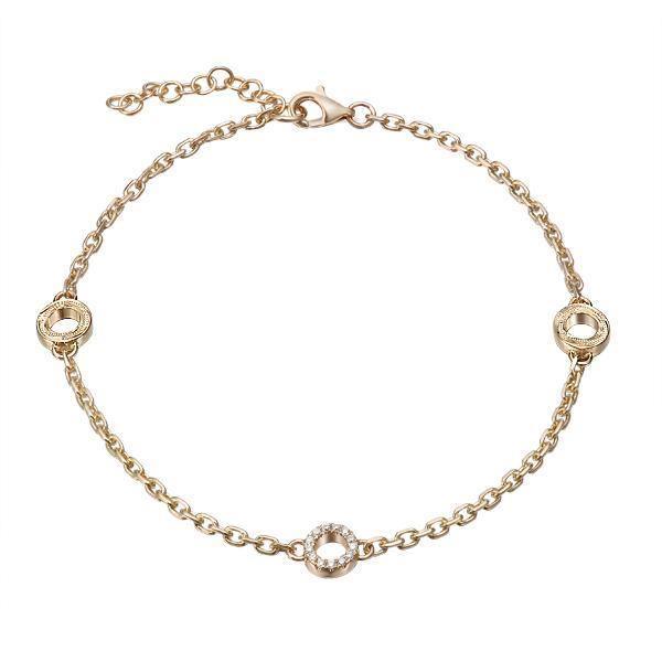The picture shows a 14K yellow gold ohana bracelet with diamonds.