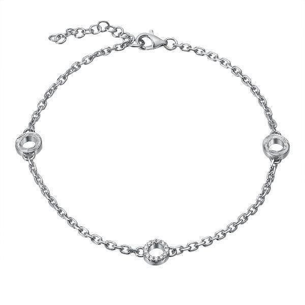 The picture shows a 14K white gold ohana bracelet with diamonds.