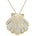 The picture shows a 14K yellow gold pavé diamond oyster shell pendant.