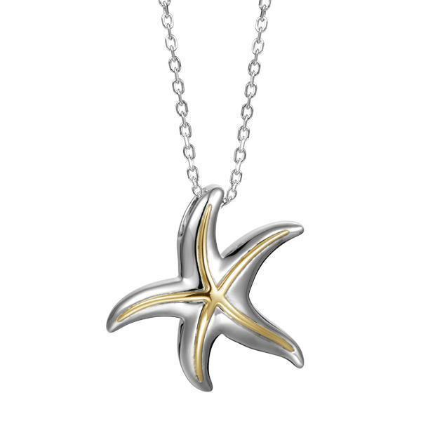 The picture shows a 14K yellow and white gold starfish pendant.